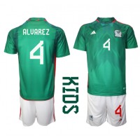 Mexico Edson Alvarez #4 Hjemme Trøje Børn VM 2022 Kortærmet (+ Korte bukser)